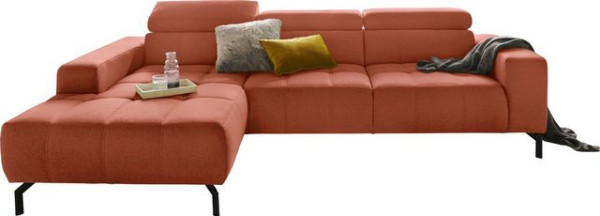 DOMO collection Ecksofa Cunelli, wahlweise inklusive 6-fach verstellbarer Kopfteilverstellung